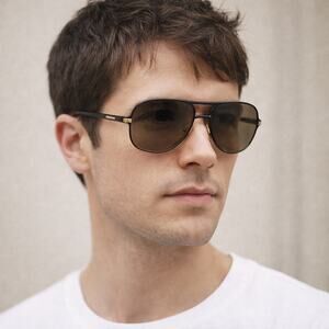 Vintage 90s Marcolin 900 Aviator Sunglasses Black Gold Italy